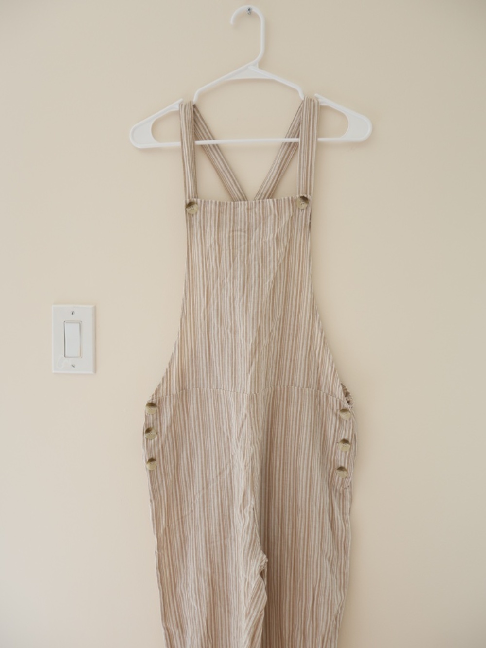 Lulus Rhythm Bahamas Cotton Striped Jumpsuit Overalls M Boho Granola Retro Gorp - Picture 3 of 9